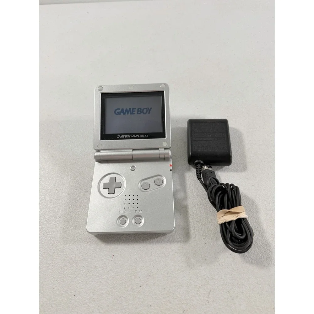 Nintendo Game Boy Advance SP AGS-001 Silver w/ Charger TESTED WORKING